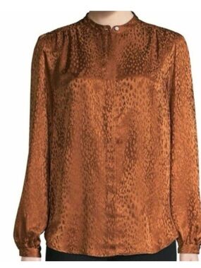 100% silk A.L.C Women's Burnt Orange Satin Blouse - Brand